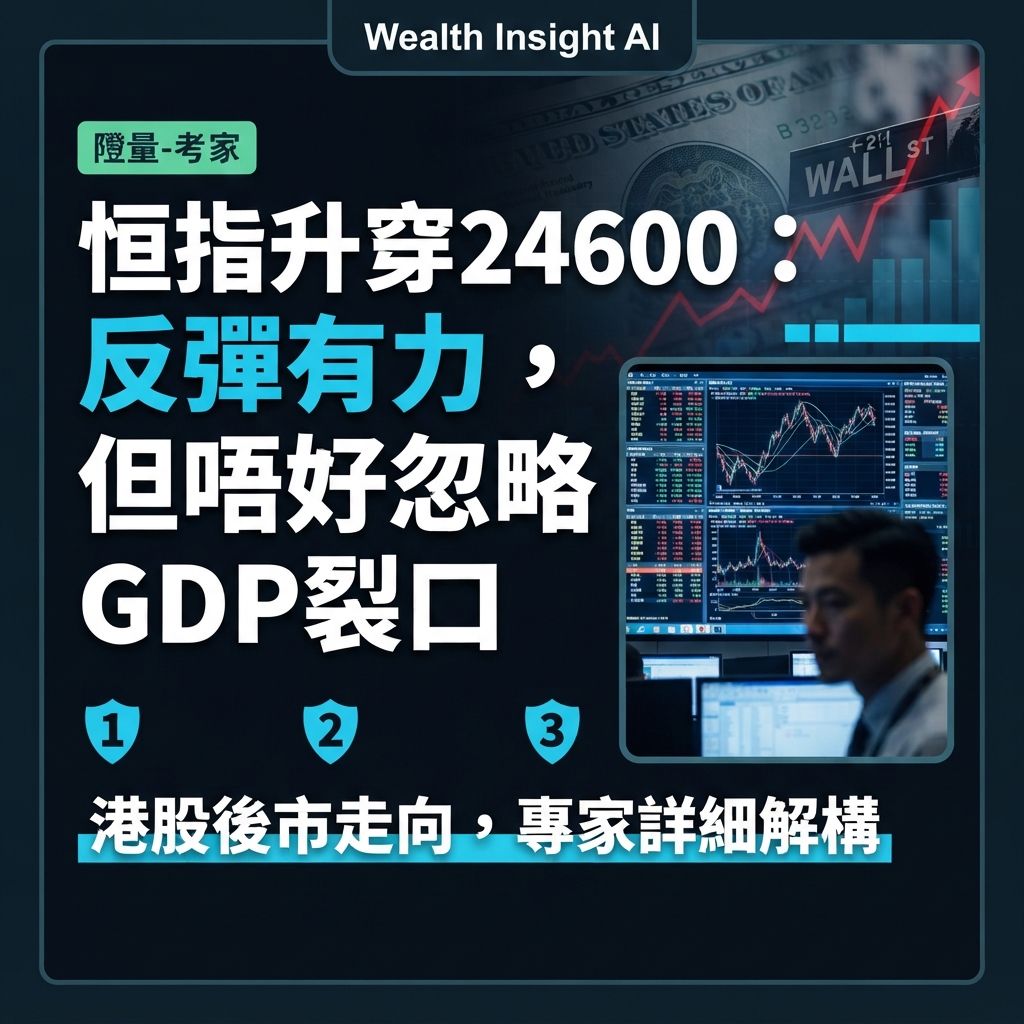 恒指升穿24600：反彈有力，但唔好忽略GDP裂口