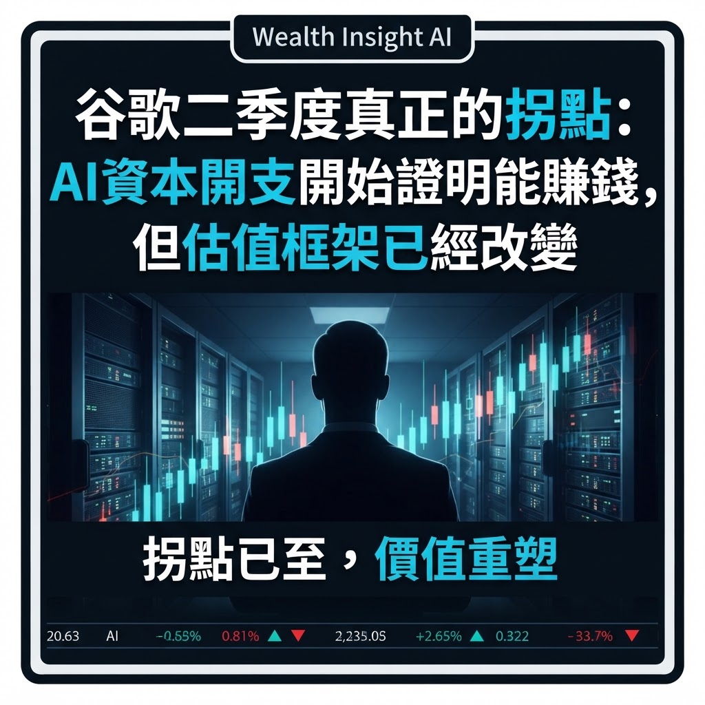 谷歌二季度真正的拐點：AI資本開支開始證明能賺錢，但估值框架已經改變
